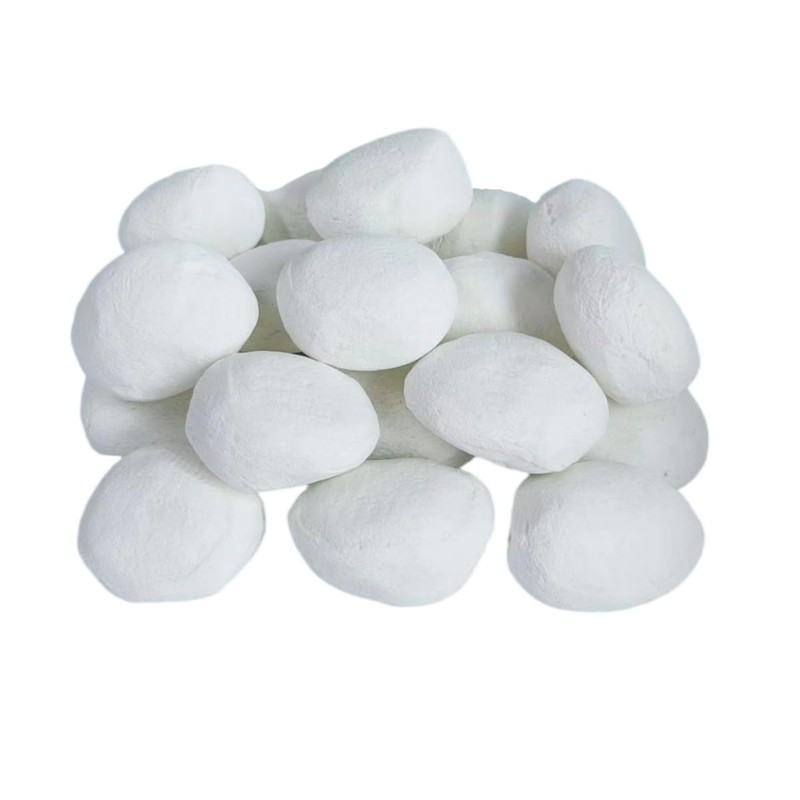 Coosoromas Gas Logs Ceramic Pebbles,24PCS White Gas Fireplace Logs,Inside Fireplace