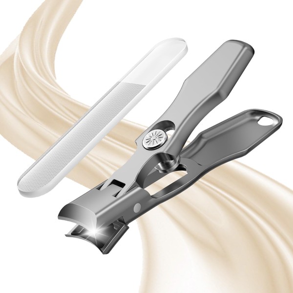 Nail Clippers, Shatterproof, Made in Japan, Stainless Steel, Popular Ranking Nail Clippers Set, Nail File, Nail File, Extra Large Opening, One Click Switch, Storage Case, Waterproof, For Hands and Feets, For Various Nails, Sharp Unisex, Silver