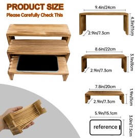 Yikaroeli Display Risers-3 Tier Wood Risers Decorative Rectangular Display Stands Cupcake Stands Cologne Perfume Organizer(12-piece Set)