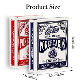 Luoqun88 Playing Cards - 2 Pack Set Plastic Coated Playing Cards- Vibrant Red & Blue Decks Playing Cards for Adults - Ideal for Poker, Card Games, and Family Entertainment Playing Cards