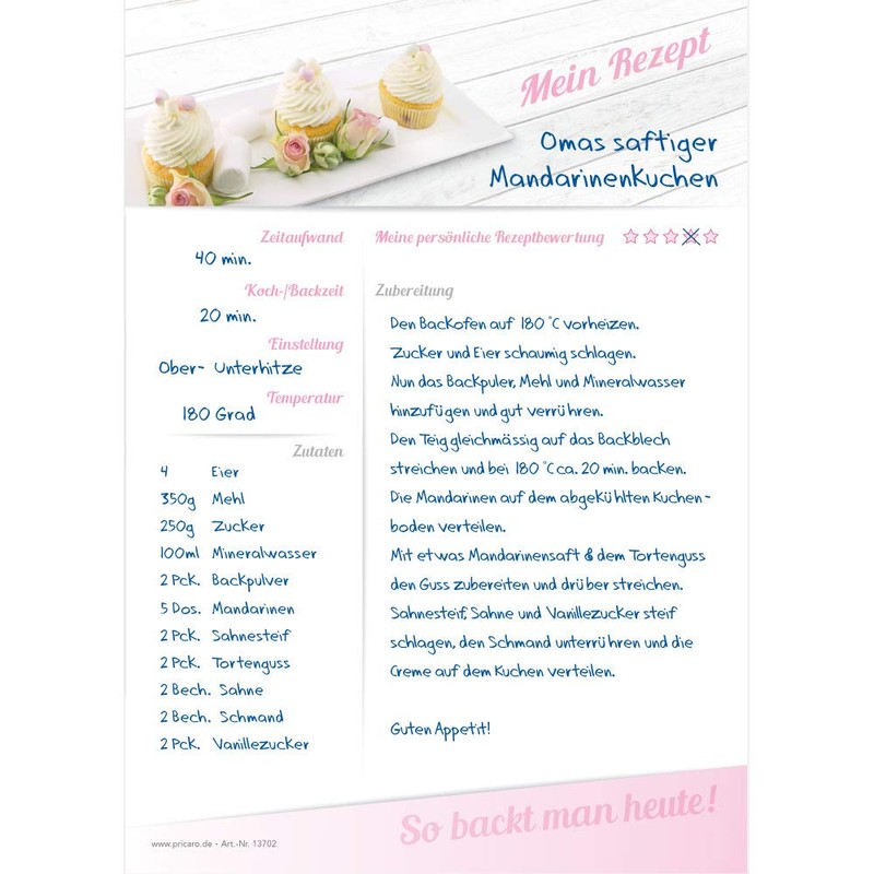 PRICARO A5 Cupcake Recipe Pad (Pack of 3)