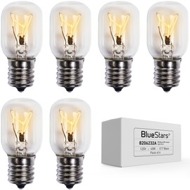 BlueStars 6-Pack 8206232A Whirlpool Microwave Light Bulb Kei 125V 40W E17 Intermediate Base - Compatible for Whirlpool Under Hood Microwaves, Lava Lamps Salt Lamp Bulbs - Replaces 1890433 AP4512653