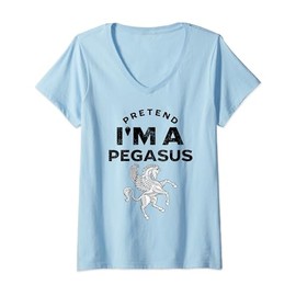 Womens Pretend I'm A Pegasus Costume Funny V-Neck T-Shirt