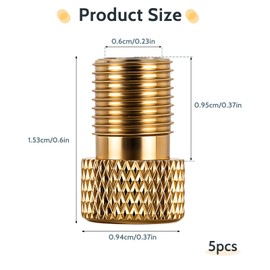 Mozeat Lens Pack of 5 Bicycle Valve Adapter, Car Valve Adapter, Air Pump Adapter, All Valve Adapters with Sealing Ring, Bicycle, French Valve Adapter for Bicycle Pump, Floor Pump, Air Ball Pump