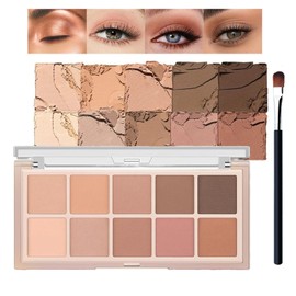 10 Colors Eyeshadow Palette, Smooth Matte Natural Nude,Pink and Brown Eye Shadow Includes Brushes, High Pigmented, Blendable & Long Lasting, Travel Size Eye Makeup Palette for Women (Natural Nude)