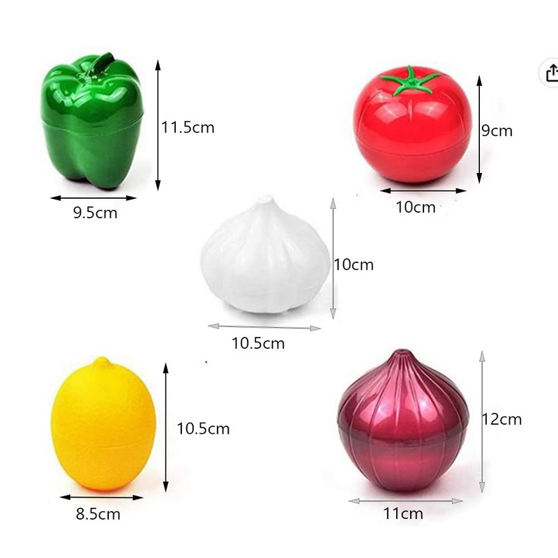 5-Piece Set Fruit Container Refrigerator,Onion Storage, Vegetable Storage, Onion, Lemon,