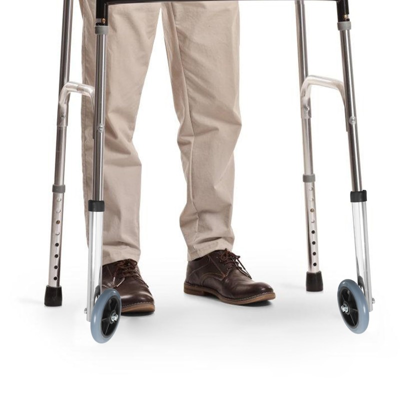 BUGUUYO 2pcs Walker Caster Wheel Replacement Aluminum Gray Multipurpose Accessory