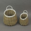 Set of 2 Natural and White Hand-Woven Seagrass Round Baskets