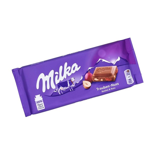 Milka Alpine Milk Chocolate with Raisins and Hazelnuts, 3.52-Ounce Bars (Pack of 10)