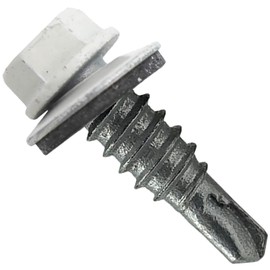 14 x 7/8" Bone White - Stitch Tek Metal to Metal Type #1 Roofing Screws - Hex Washer Head - Drill Point - 9/16" EPDM Washer. 1 x 250 Count Bag - 250 Screws