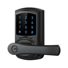 HIDALIFE Keyless Entry Door Lock with Keypad and Handle for Front Doors, Touchscreen Deadbolt, Anti-peep Password, Auto-Locking, Matte Black