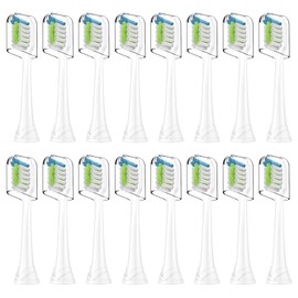 Replacement Brush Heads Compatible with Sonicare Electric Toothbrushes, Dupont Bristles for Effective Cleaning, Click-on System, 16 Pack, White