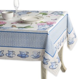 Maison d' Hermine Tablecloth 100% Cotton 140cmx180cm Washable Square Table Cover Decorative Easter Tablecloths for Dining, Buffet Parties & Camping, Canton - Spring/Summer