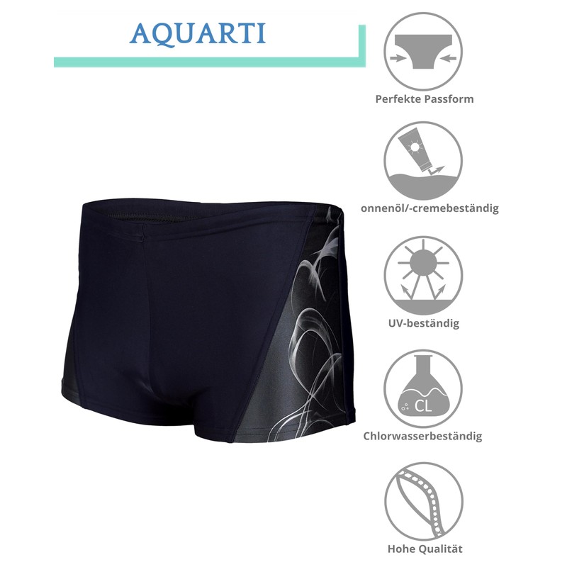 Aquarti Men's Short Striped Swimming Trunks, 16201 Black/Graphite