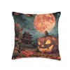 Moonlit Sakura: Halloween’s Spooky Trail Throw Pillow