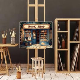 Natuyalo Paint by Numbers Kit for Adults - Bookstore Adult DIY Acrylic Painting on Canvas Suitable for Beginners Art Crafts Without Framed (16x20 Inch)