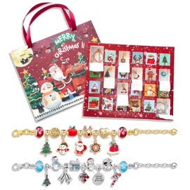 Christmas Advent Calendar 2024 Kids Girls Charm Bracelet Jewellery Advent Calendar 2024 Bracelet Making Kit, Christmas Countdown Calendar Jewellery Craft Kit Christmas Calendar Gifts for Girls Kids