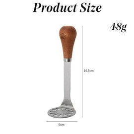 2 pcs Small Potato Masher Multifunctional Stainless Steel Masher for Mashing Baby Food & Vegetable with Wooden Handle Cooking and Kitchen Gadget