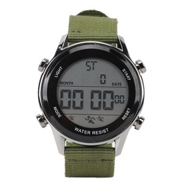 Men Digital Sports Watch Waterproof Alarm Countdown Dual Time Zone Nylon Strap Digital Watch with Stopwatch for Outdoor OD Green