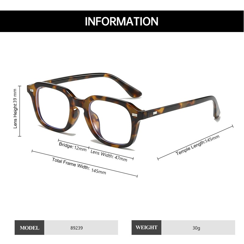 YAMEIZE Square Blue Light Glasses Women Men - Anti Blue