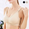 Women's Comfortable Plus Size Maternity Nursing Bra with Hook Closure Wireless Beige/M