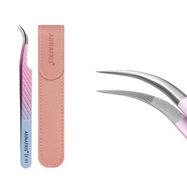 ANNAFRIS Eyelash Extension Tweezers,Fiber Tip Grip Boot Volume Lash Tweezers,Professional Pointed Lash Extension Tweezers for Easy Lash Application and Removal-F01