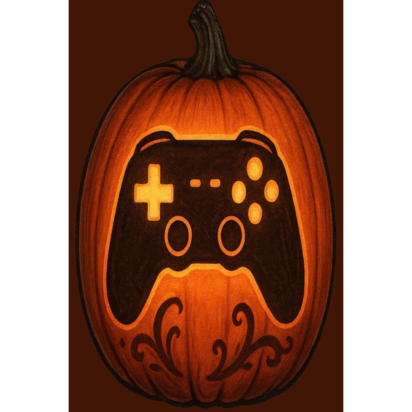 Halloween Gamer Notebook | Pumpkin Carved Game Controller Journal: Gaming