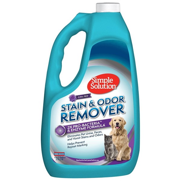 Simple Solution Pet Stain and Odor Remover | Enzymatic Cleaner with 2X Pro-Bacteria Cleaning Power | Floral Fresh, 1 Gallon