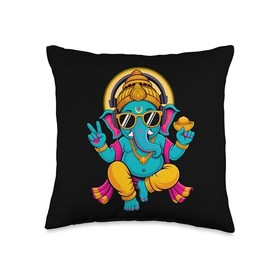Hindu Ganesha Puja Meditation Yoga Murti Elephant God India Throw Pillow