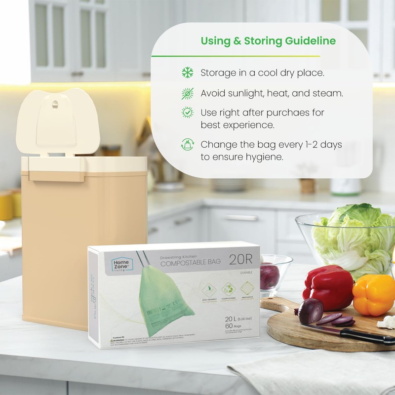 Home Zone Living 8 Gallon Compost Kitchen Trash Bags with