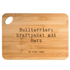 Mr. & Mrs. Panda Bamboo Chopping Board Saying Bull Terrier Kraftpaket - Gift, Gentle Mind, Dog Breed, Charm, Kitchen Board, Wooden Boards, Dog