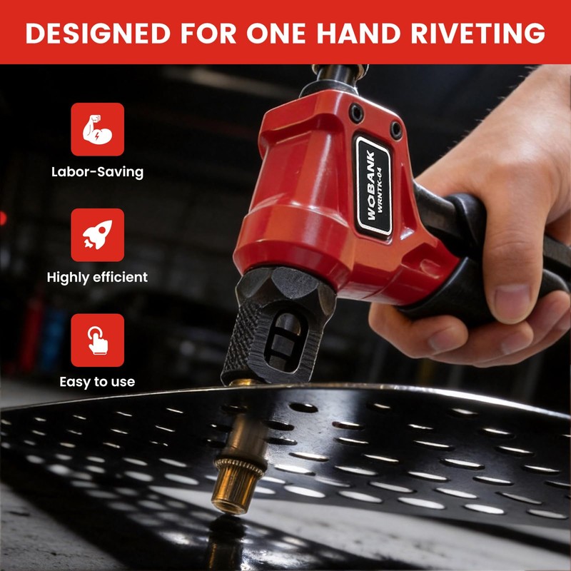 WOBANK Rivet Nut Tool Kit, 8" One Handed Rivnut Tool