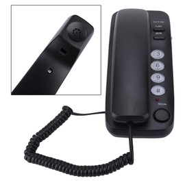 Tbest Teléfono Alámbrico para Casa, Extensión de Línea Fija para Pared Sin Función de Llamada, Compatible con Sistemas Telefónicos convencionales, Color Negro