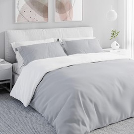 Wolkenfeld Cushion Cover 70 x 90 cm, 1-Piece – Two-Tone Grey White – Cuddly Soft Microfibre Cushion Cover – Virtually Non-Iron Cushion Cover with Zip