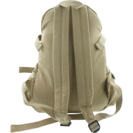 Rothco Mini Vintage Style Canvas Backpack Compact Military Rugged School Bag - Khaki