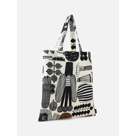 Marimeko Puutarhurin Parhaat Women's Tote Bag, 17.3 x 16.9 inches (44 x 43 cm), 52_1_52259474339 F, Black x Orange