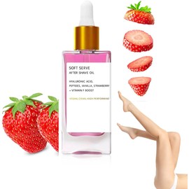 Strawberry Vanilla After Shave Oil Women, Soft Serve After Shave Oil for Smooth Skin, Prevent Ingrown Hairs & Dryness (1PC, 90ML)