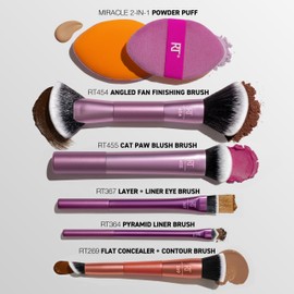 Real Techniques Big Blends Energy Brush + Dual-Sided Puff, 6 Piece Kit for Powder, Cream & Liquid Application, Precision Tools for Contour, Blending & Finishing, Vegan & Cruelty-Free