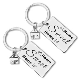 Housewarming Gifts for New Homeowners 2Pcs New Home Keychain Gift Sweet Home Gift for Couple Moving in Keyring Real Estate Gifts from Agent for Client Family Jewelry Gift Realtor Closing Gifts