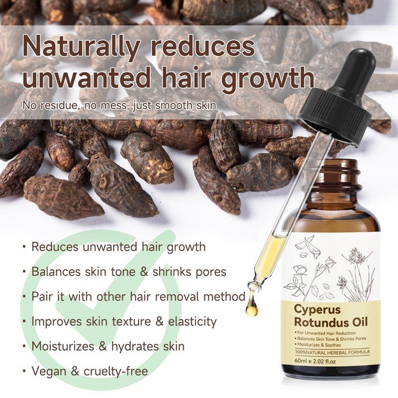 Cyperus Rotundus Oil for Hair Removal Care, 2 Pack, Helps