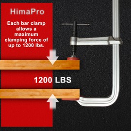 HimaPro 12 Inch Drop Forged Steel Bar Clamp Set, 4 Pack 1200 lbs Load Limit F Clamps for Welding and Woodworking, 4-3/4 Inches Throat Depth