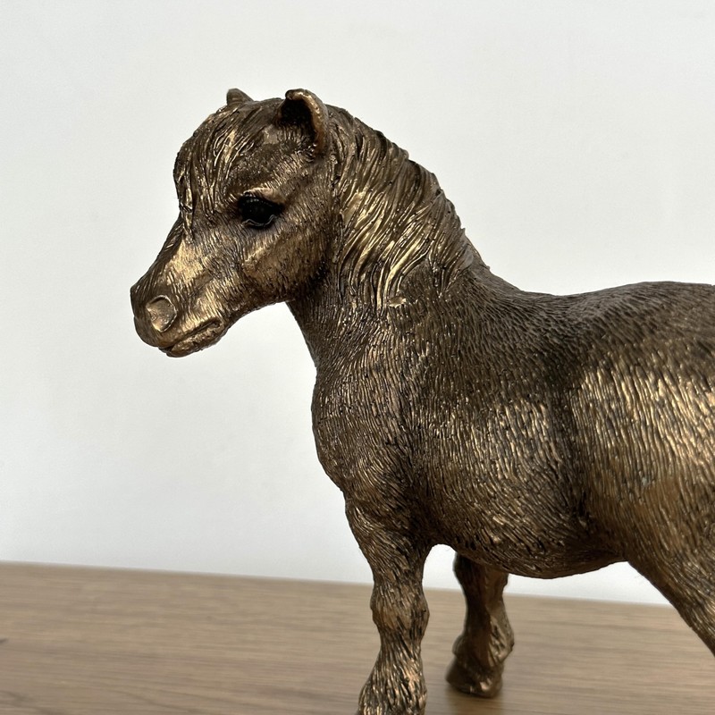 LEONARDO Shetland Pony horse figurine aged bronze effect, Bronzed Reflections