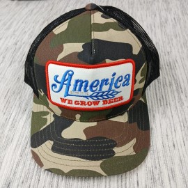 Snap-Back Rural Cloth Men's America We Grow Beer Adjustable SnapBack Trucker Cap Camo