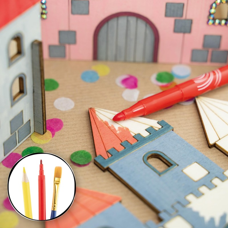 MCE-Commerce Wooden Castle or Castle Craft Set for Children's Birthday
