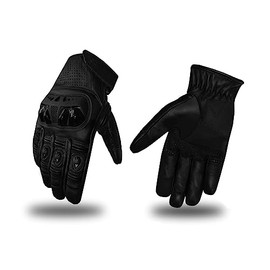 GARGOYLE BELLS Motorcycle Gloves with Knuckle Protection for Men Leather Gloves for Outdoor Work Sport Breathable Tactical Gloves for Riding Training Shooting (Black, XL=10.5"-11')