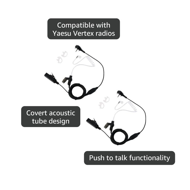 Klykon VX-261 Earpiece Headset with Ptt Mic for Motorola Yaesu