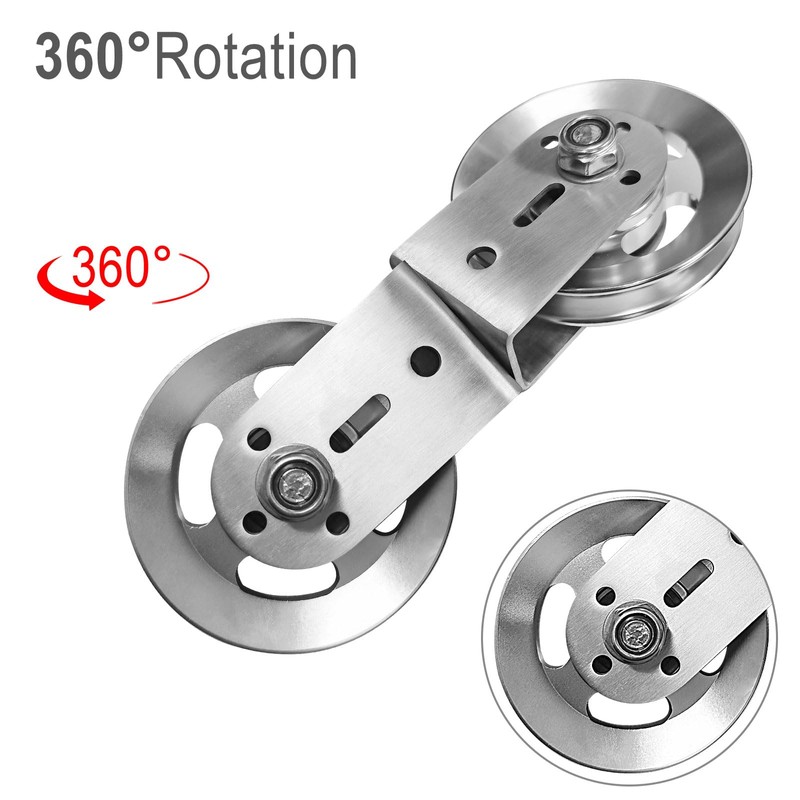 plzzree Swivel Dual Pulleys 360° Rotation Roller Double Pulley Wheel