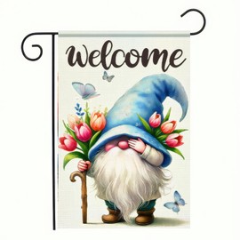 BlissYard Welcome Spring Garden Flag 12x18 Double Sided Spring Summer Gnome Welcome Garden Flag Small Decorative Garden Flag Flower Floral Butterfly Yard Lawn Outside Decor Seasonal Outdoor Decoration