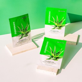 Hanganic Hyaluronic Acid Ampoule Aloe Mask Pack 100 Sheets / 한가닉 히알루론산 앰플 알로에 마스크팩 100장