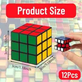 12 Mini Rubiks Cube Set, 3 x 3 cm Mini Rubiks Cube for Children and Adults, Travel Games, Birthday Gifts, Office Decoration, Set of 12